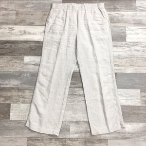 Chico’s Beige Wide Leg Casual Linen Pants Size 1.5